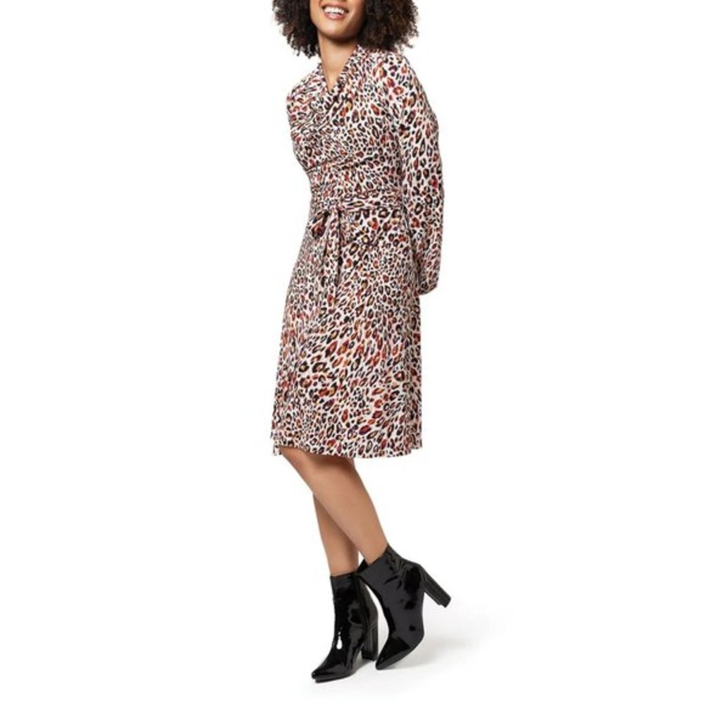 LEOTA Mallory Animal Print Long Sleeve Dress - Small